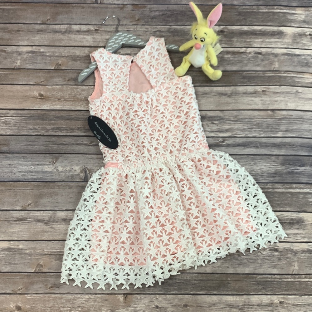 Ava & Yelly White Stars with Pink Lining Dress - Picture 2 of 7